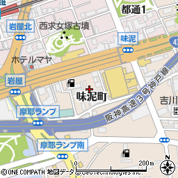 兵庫県神戸市灘区味泥町周辺の地図