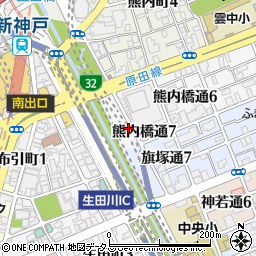 兵庫県神戸市中央区熊内橋通7丁目周辺の地図