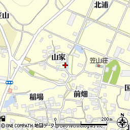 愛知県田原市浦町山家40周辺の地図