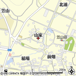 愛知県田原市浦町山家42周辺の地図