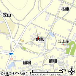 愛知県田原市浦町山家43周辺の地図