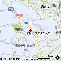奈良市水道局奈良阪配水池周辺の地図