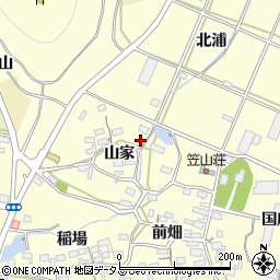 愛知県田原市浦町山家36周辺の地図