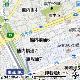 兵庫県神戸市中央区熊内橋通6丁目周辺の地図