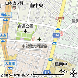 津橋南郵便局周辺の地図