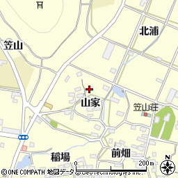 愛知県田原市浦町山家32周辺の地図