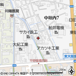 大阪府大東市平野屋周辺の地図