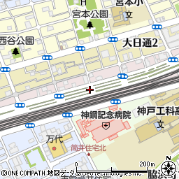兵庫県神戸市中央区割塚通周辺の地図