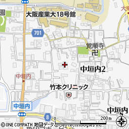 大阪府大東市中垣内2丁目周辺の地図