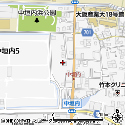 大阪府大東市中垣内周辺の地図