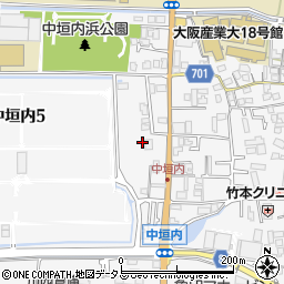 大阪府大東市中垣内周辺の地図