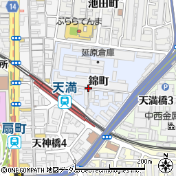 大阪府大阪市北区錦町周辺の地図