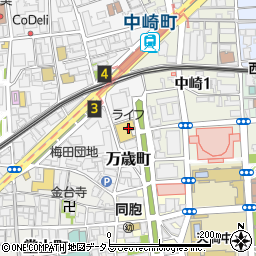 ライフ中崎町駅前店周辺の地図