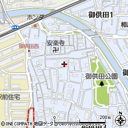 大阪府大東市御供田2丁目周辺の地図