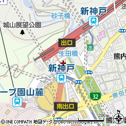 タイムズＪＲ新神戸駅前自動車整理場（第１）駐車場周辺の地図
