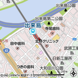 出来島駅前周辺の地図