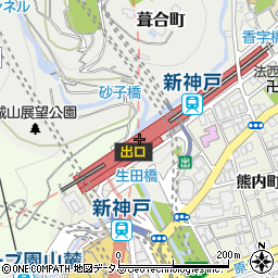 新神戸駅観光案内所周辺の地図