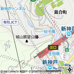 兵庫県神戸市中央区葺合町上城山周辺の地図