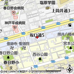 兵庫県神戸市中央区坂口通5丁目周辺の地図