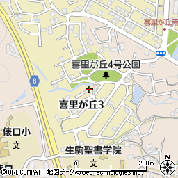 奈良県生駒市喜里が丘周辺の地図