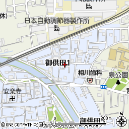 大阪府大東市御供田1丁目周辺の地図