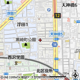 大阪府大阪市北区浪花町4-14周辺の地図