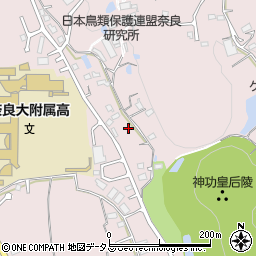 奈良県奈良市山陵町周辺の地図