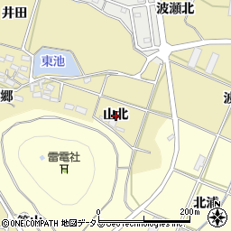 愛知県田原市波瀬町山北周辺の地図