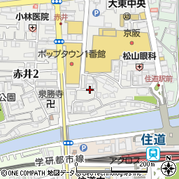 大阪府大東市赤井1丁目12周辺の地図