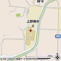 伊賀市立上野南中学校周辺の地図