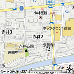 大阪府大東市赤井周辺の地図