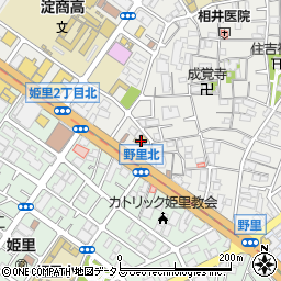 ファミリーマート西淀川野里店周辺の地図