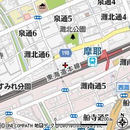 セブンイレブンハートインＪＲ摩耶駅改札口店周辺の地図