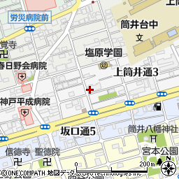 兵庫県神戸市中央区上筒井通周辺の地図