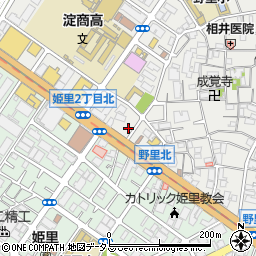 リパーク野里２丁目第２駐車場周辺の地図