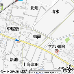 愛知県豊橋市植田町東裏周辺の地図