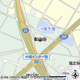 愛知県豊橋市大崎町東山田周辺の地図