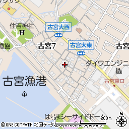 兵庫県加古郡播磨町古宮中道周辺の地図