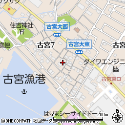 兵庫県播磨町（加古郡）古宮（中道）周辺の地図