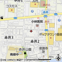 大阪府大東市赤井2丁目3周辺の地図