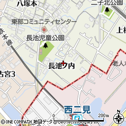 兵庫県播磨町（加古郡）二子（長池ノ内）周辺の地図