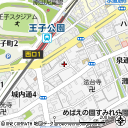日蓮宗妙見山　法隆寺周辺の地図