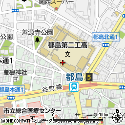 大阪府立都島第二工業高等学校周辺の地図