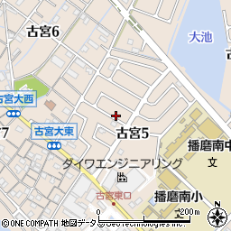 兵庫県加古郡播磨町古宮神作周辺の地図