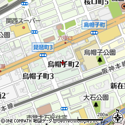 兵庫県神戸市灘区烏帽子町周辺の地図