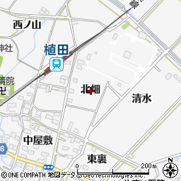 愛知県豊橋市植田町北畑周辺の地図
