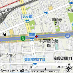 兵庫県神戸市東灘区御影塚町周辺の地図