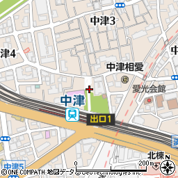 大阪市立　阪急中津駅有料自転車駐車場周辺の地図