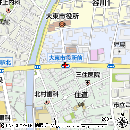 大東市役所前周辺の地図