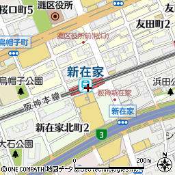 兵庫県神戸市灘区周辺の地図